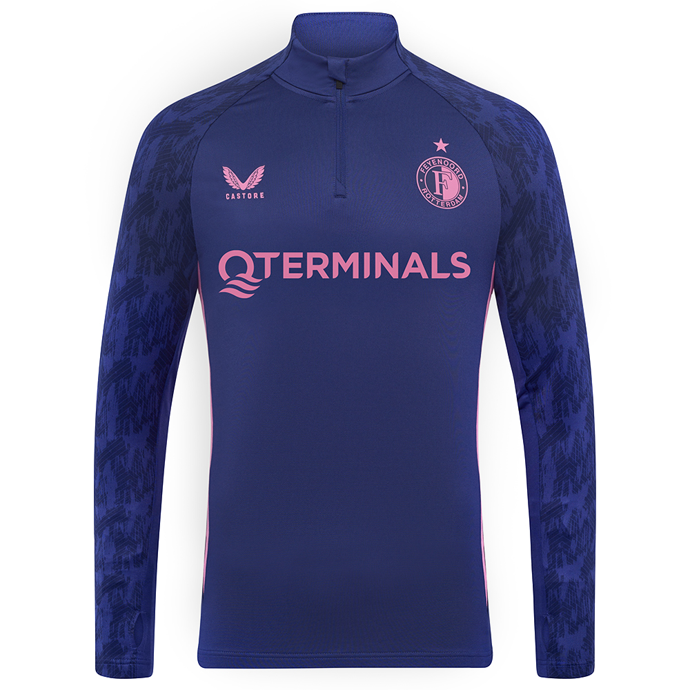 Castore Feyenoord Trainingstrui 1/4-Zip 2025-2026 Donkerblauw Roze