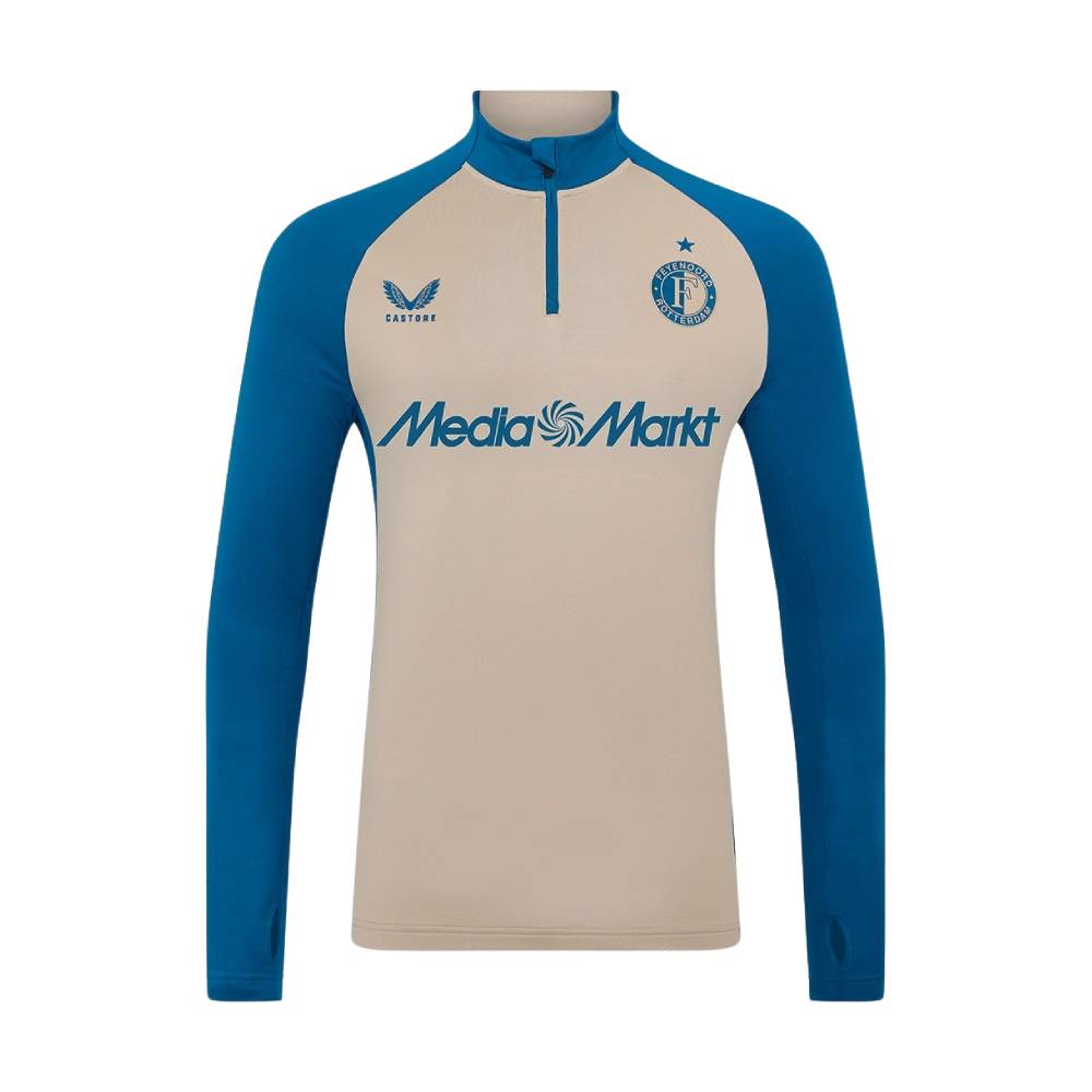 Castore Feyenoord Pre-Match Trainingstrui 1/4-Zip 2025-2026 Donkerblauw Grijs