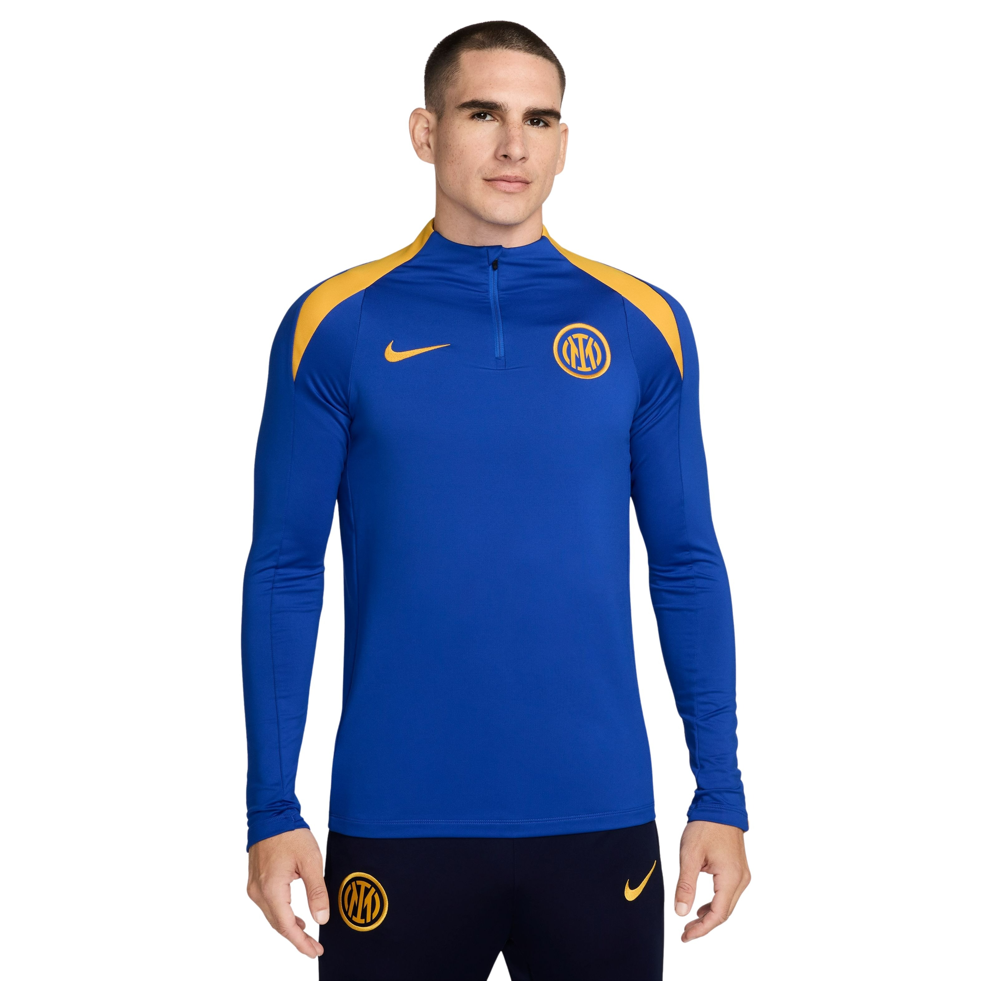 Inter Milan Strike Trainingstrui 1/4-Zip 2024-2025 Blauw Goud