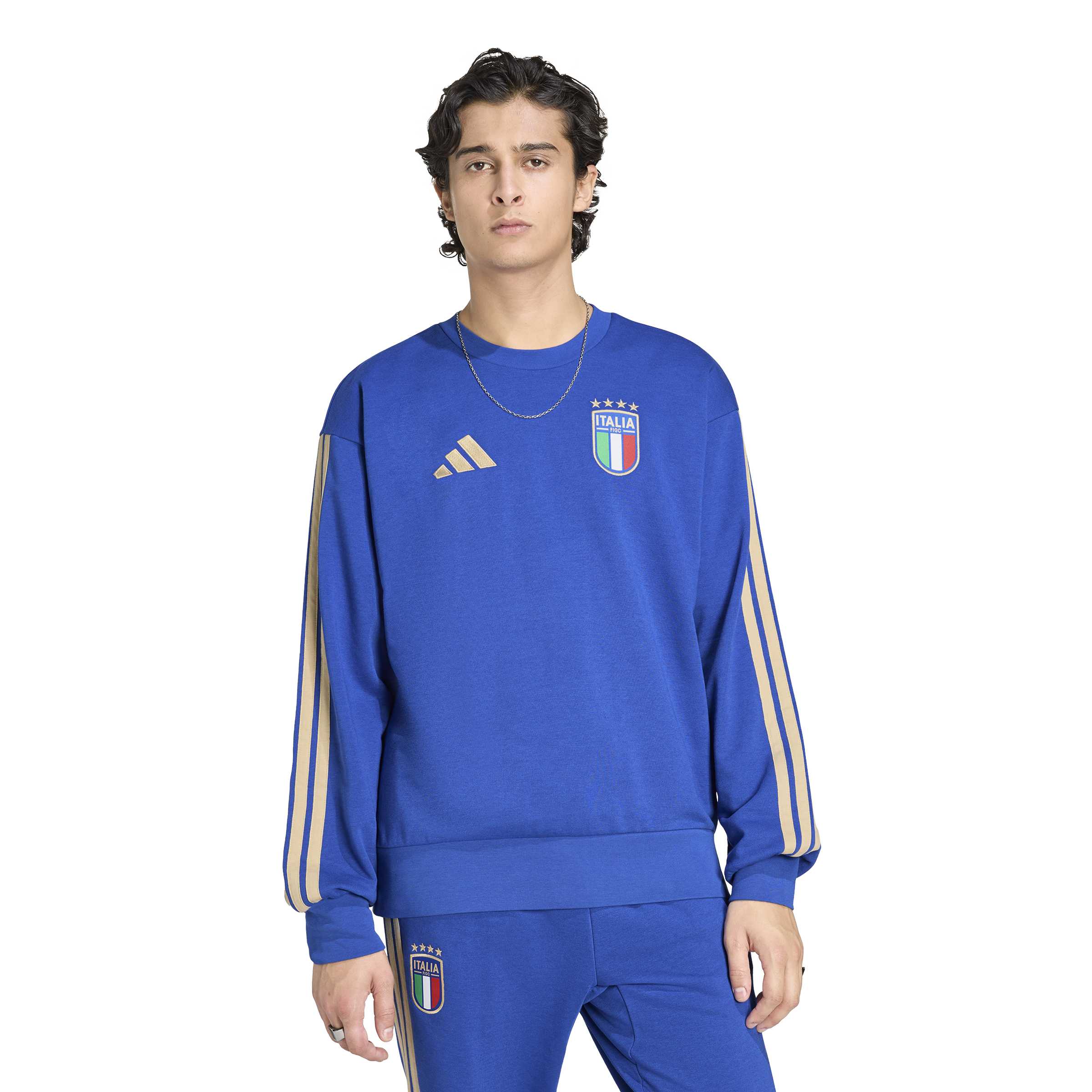 Adidas Italië DNA Crew Sweater 2026-2028 Blauw Goud
