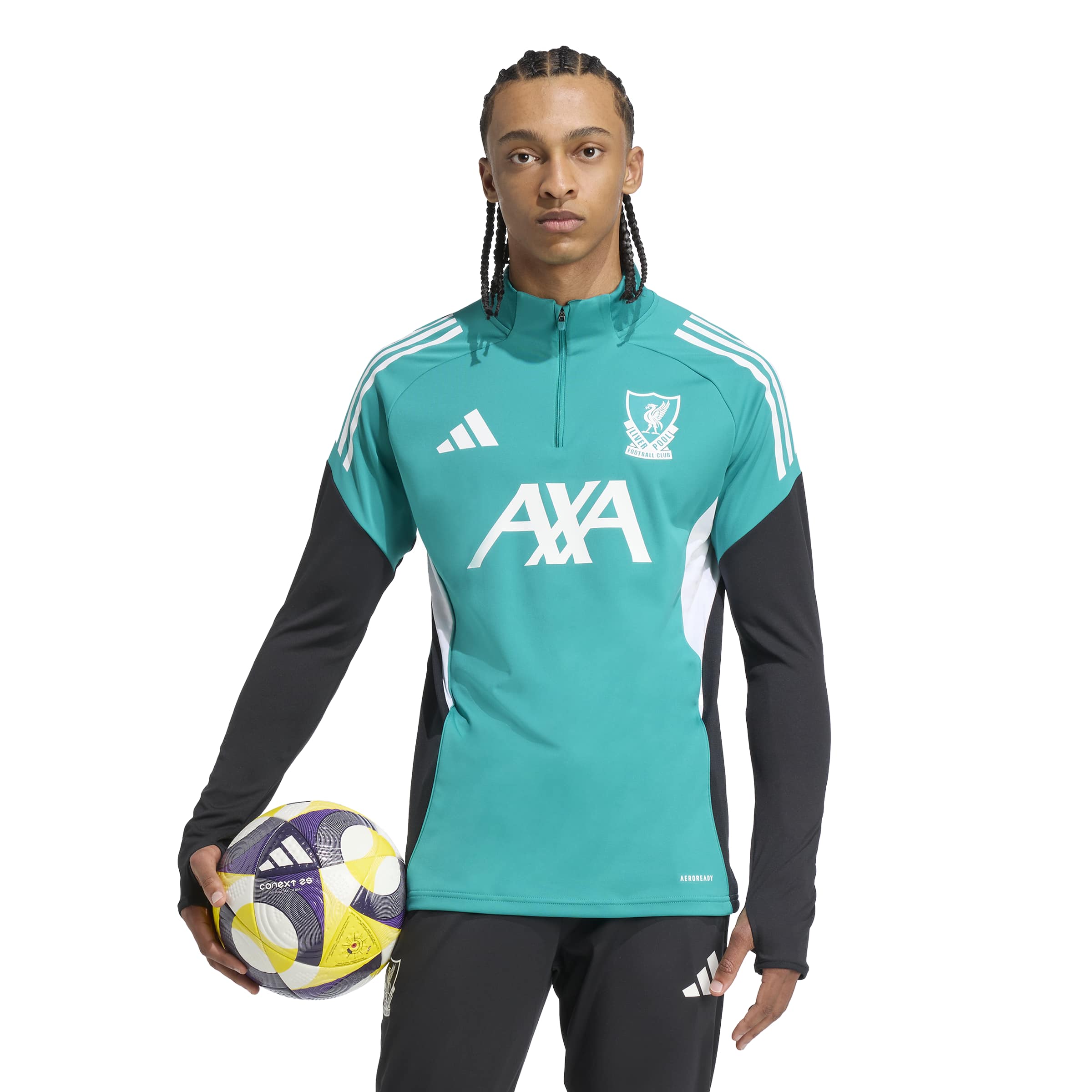 Adidas Liverpool Trainingstrui 1/4-Zip Europees 2025-2026 Groen Wit Zwart