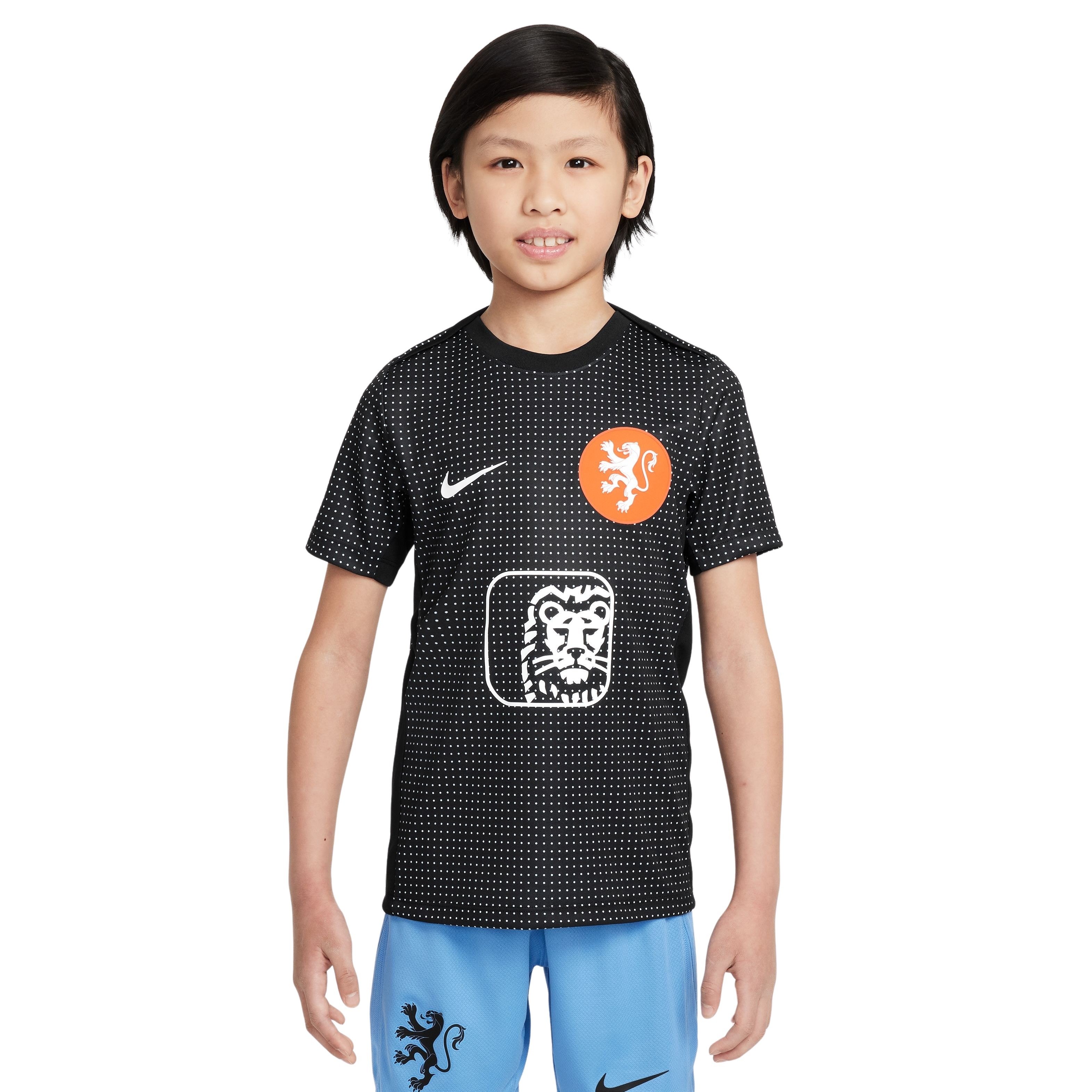Nike Nederland Pre-Match Trainingsshirt OranjeLeeuwinnen 2025-2027 Kids Zwart Wit