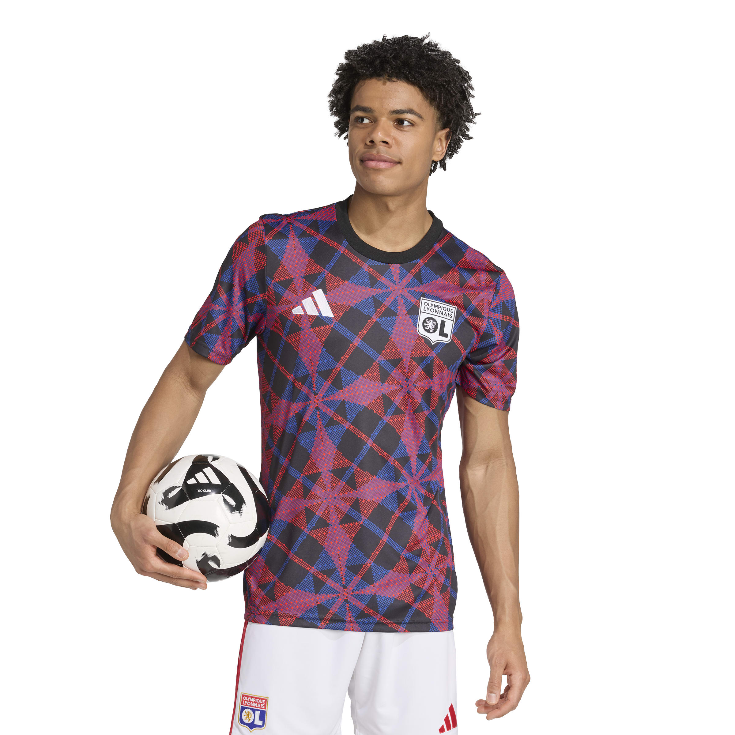 Olympique Lyon Pre-Match Trainingsshirt 2025-2026 Zwart Rood Blauw Wit