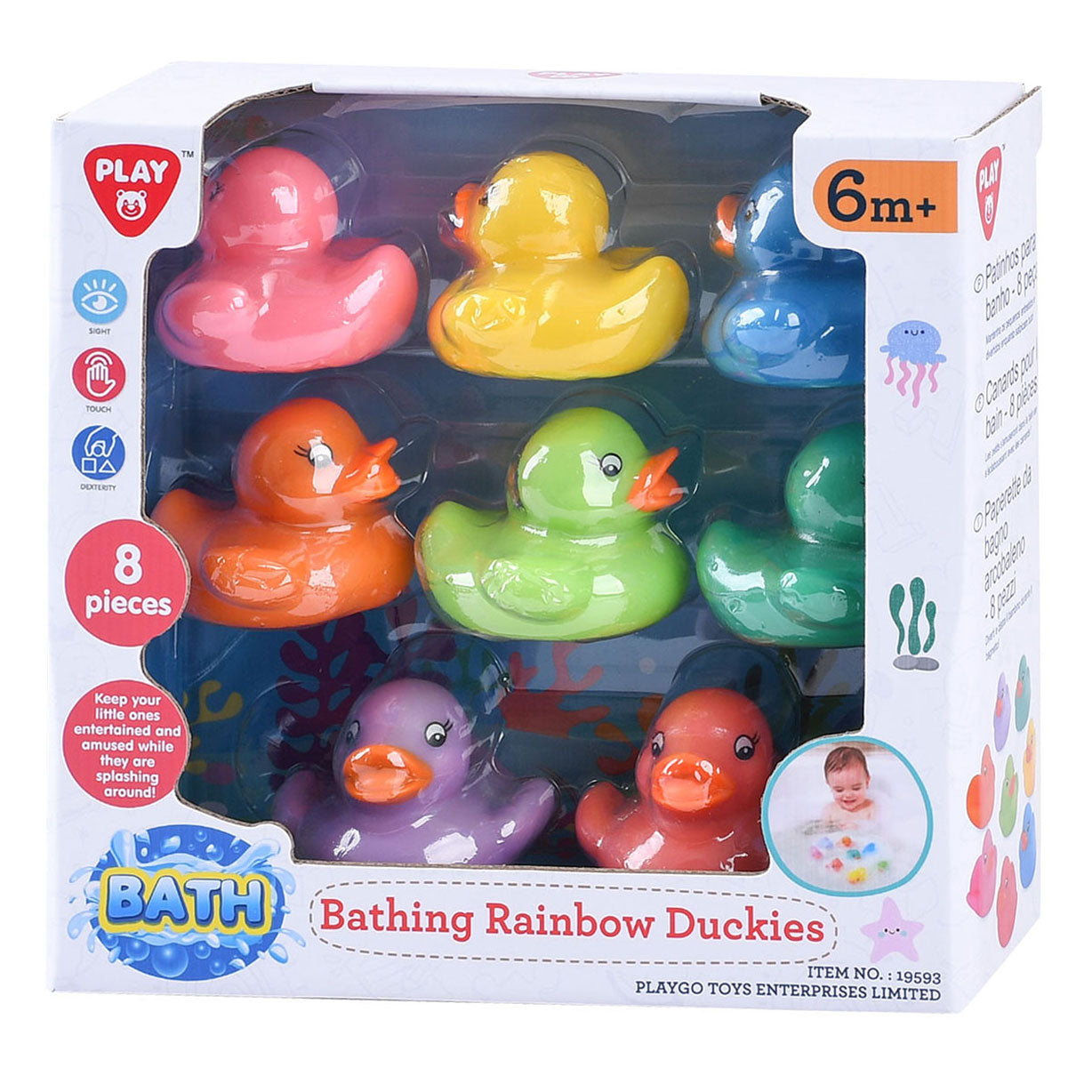 Playgo regenboog badeendjes - 8st.