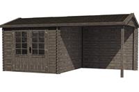 Tuinhuis/Blokhut Fonteyn Irma zadeldak Hogedruk geimpregneerd Grijs 580x290 cm