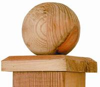 Paalornament hout bol voor tuinpaal 80mm