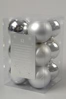 edm Christbaumkugel Kugeln Plastik uni 12er Packung Glanz/matt, 6cm (SILBER)