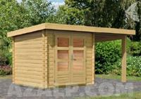 WOODFEELING Set: Gartenhaus Bastrup 2 BxT: 455x273 cm mit Anbaudach