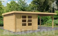 WOODFEELING Set: Gartenhaus Bastrup 5 BxT: 615x333 cm mit Anbaudach