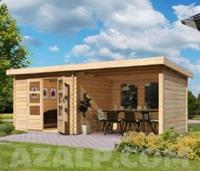 WOODFEELING Set: Gartenhaus Bastrup 5 BxT: 615x333 cm mit Anbaudach