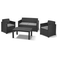Allibert Merano balkon loungeset grafiet wicker 3-delig