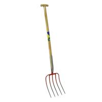 Talen Tools Mestvork 5 tanden houten steel 85 cm met T-greep en vaste veer verbinding