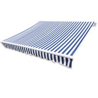 vidaXL Zonneschermdoek met luifel 6 x 3 m canvas blauw/wit (exclusief frame)