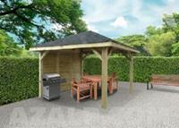 Kiosk combinatie 3472x3472mm met shingles en wanden