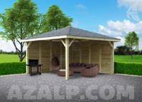 Kiosk combinatie 4372x4372mm met shingles en wanden