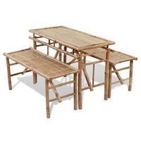 VidaXL Picknick tafel set inklapbaar bamboe 3-delig