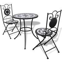 vidaXL 3-tlg. Bistro-Set Keramikfliese  Schwarz