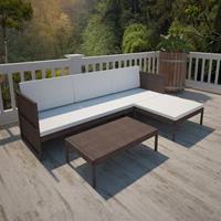 vidaXL 3-tlg. Garten-Lounge-Set mit Auflagen Poly Rattan  Braun