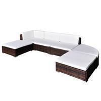 vidaXL 6-tlg. Garten-Lounge-Set mit Auflagen Poly Rattan  Braun