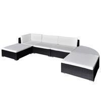 vidaXL 6-tlg. Garten-Lounge-Set mit Auflagen Poly Rattan  Schwarz