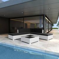 VidaXL Poly Rattan loungeset 15-delig wit