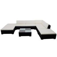 vidaXL 8-tlg. Garten-Lounge-Set mit Auflagen Poly Rattan  Schwarz