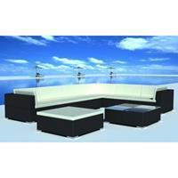 vidaXL 8-tlg. Garten-Lounge-Set mit Auflagen Poly Rattan  Schwarz