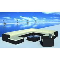 VidaXL Loungeset poly rattan zwart 35-delig