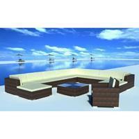 VidaXL Loungeset poly rattan bruin 35-delig