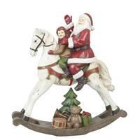 Kerstman op hobbelpaard 29x10x30 cm