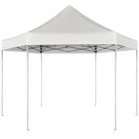 VidaXL Partytent pop-up opvouwbaar zeshoekig crémewit 3,6 x 3,1 m