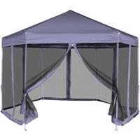 Partytent pop-up zeshoekig met 6 zijwanden 3,6x3,1 m