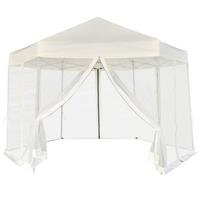 Partytent pop-up zeshoekig met 6 zijwanden 3,6x3,1 m crèmewit