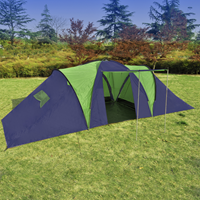 Kampeertent voor 9 personen polyester blauw en groen