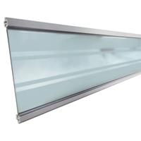 Deco lamel transparant hardglas Modular systeem met aluminium frame (180 x 21 cm)