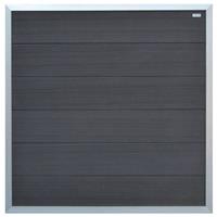 Schutting composiet Forte antraciet met blank aluminium kader (180 x 180 cm)