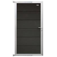 Tuindeur composiet Forte Antraciet incl. slot en blank aluminium kader (90 x 180 cm)