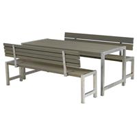 Plus Danmark Planken tuinset vuren geimpregneerd Plankesaet rugleuningen grijsbruin 77 x 186 x 72 cm