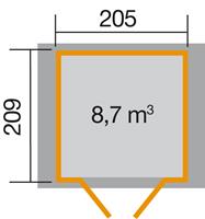 WEKA Gartenhaus 224 Gr1 BxT: 260x229 cm inkl Fußboden
