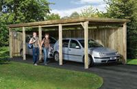 WEKA Flachdach Einzelcarport 617, Dacheindeckung:Mit PVC Trapezplatten|Größe:B 322 x T 712 cm