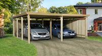 WEKA Flachdach-Doppelcarport 618, Dacheindeckung:Mit PVC Trapezplatten|Größe:B 603 x T 612 cm