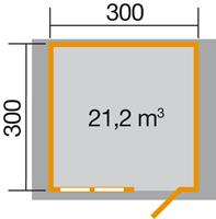 WEKA Gartenhaus 139 Gr.2, 45 mm, V20, ohne Imprägnierung, Ausführung:Vordach 20 cm