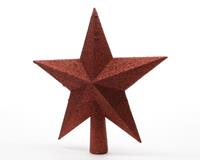 Bruchfeste Weihnachtsbaumspitze Stern Rot mit Glitter ø 19 cm - Kunststoff