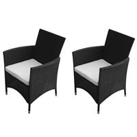 vidaXL Gartenstühle 2 Stk. Poly Rattan  Schwarz