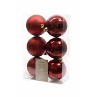 Kerstboom decoratie kerstballen mix donker rood 6 stuks