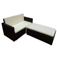 vidaXL 2-tlg. Garten-Lounge-Set mit Auflagen Poly Rattan  Braun