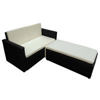 vidaXL 2-tlg. Garten-Lounge-Set mit Auflagen Poly Rattan  Schwarz