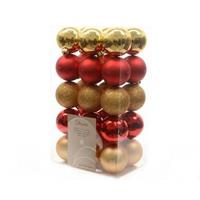 Kerstballen kunststof goud/rood 6cm 30st kerstartikelen