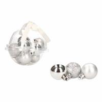 12-delige mini kerstballen set - kunststof / plastic