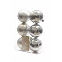 Kerstboom decoratie kerstballen mix zilver 6 stuks